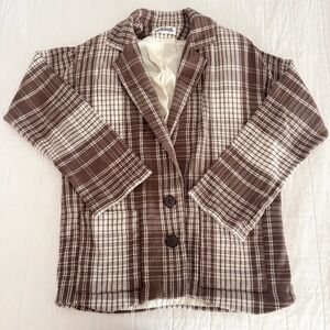 Vintage Women's Blazer Lorch Size 8 Brown And White Plaid